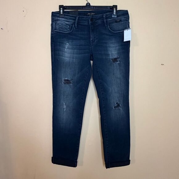 Denim - NWT Mavi Emma Slim Boyfriend Jeans Women’s 27 Dark Wash Distressed Denim